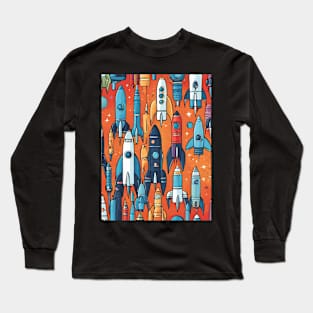 Rocketship Rendezvous: Cartoon Spaceship Spectacle Long Sleeve T-Shirt